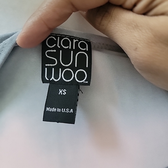 Clara Sun Woo Ombre Tie Dye Asymmetrical Top Womens XSmall Gray & Pink Casual - Picture 4 of 5